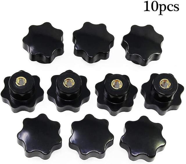 10pcs Black Plastic Star Shaped M8 Head Female Thread Clamp Knob Shaped Hand Grip Handle Grip For Machine Tool on Productcaster.