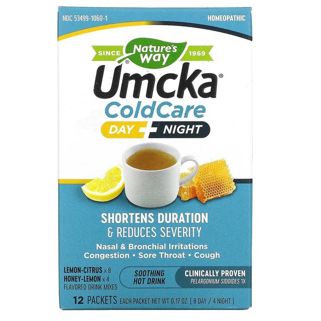 Nature's Way, Umcka, Cold Care, Day + Night, Soothing Hot Drink, Lemon-Citrus, Honey-Lemon, 12 Packe on Productcaster.