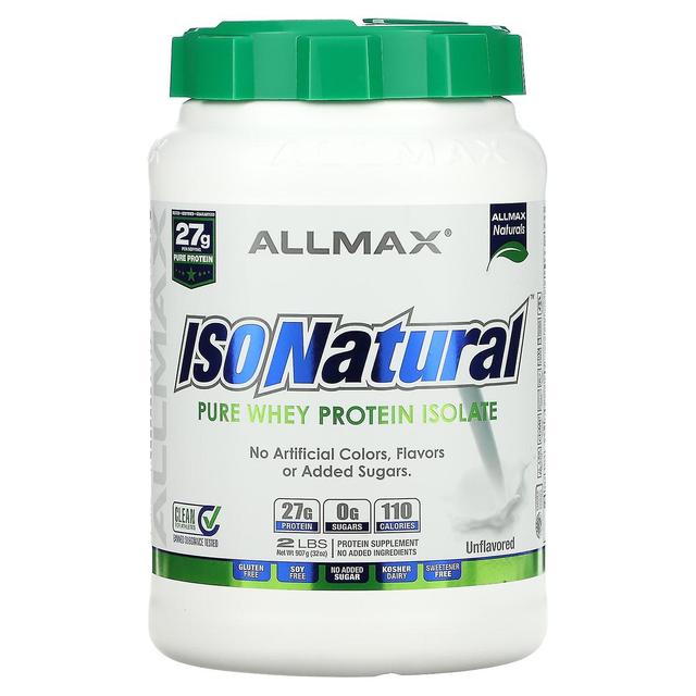 ALLMAX, IsoNatural, rent valleproteinisolat, ikke-aromatiseret, 907 g (2 lbs) on Productcaster.