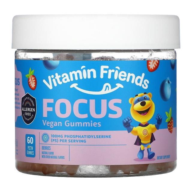 Vitamin Friends, Focus Vegan Gummies, Berries, 60 Pectin Gummies on Productcaster.