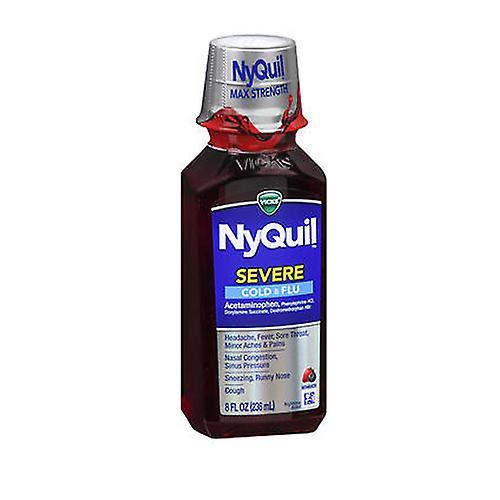 Vicks NyQuil Severe Cold Flu Liquid, Berry Flavor 8 oz (Pack of 1) on Productcaster.