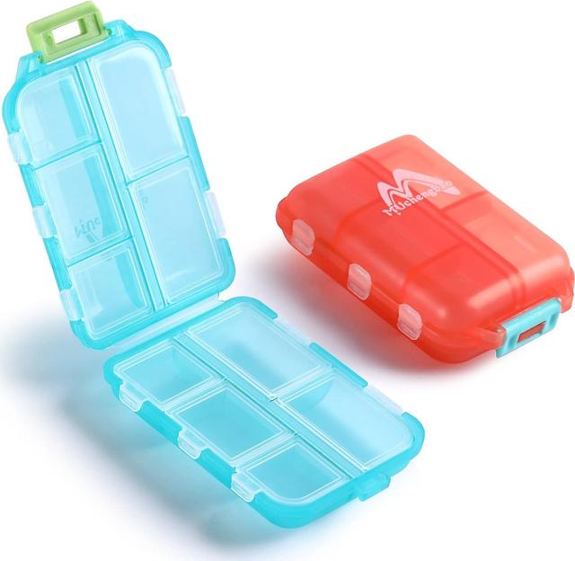 2 Pack Pill Case Travel Pill Organizer, Pill Boxfor Purse Vitamin Fish Oil 10 Compartments Container Medicine Boxby M Muchengbao Light Orange - Lig... on Productcaster.