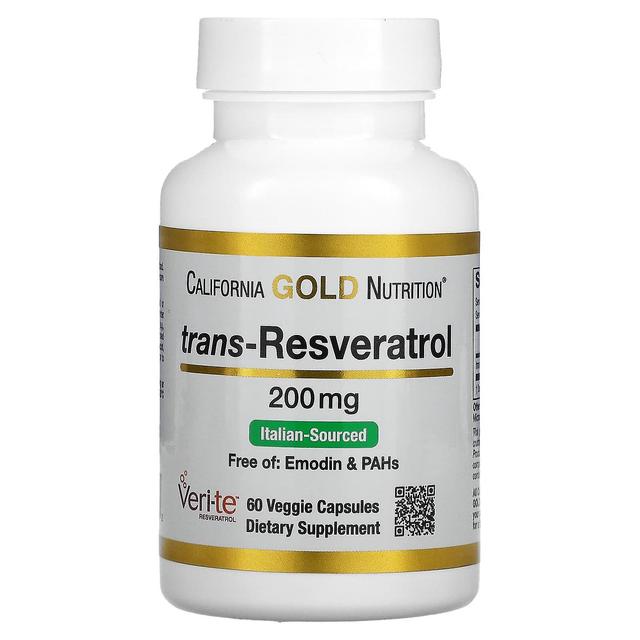 California Gold Nutrition Californien Gold Nutrition, Trans-Resveratrol, italiensk indkøbt, 200 mg, 60 veggie kapsler on Productcaster.