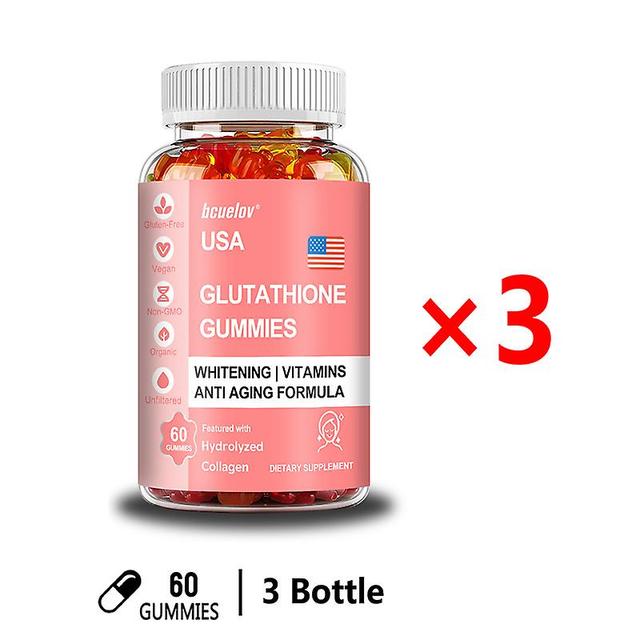 Vorallme Hydrolyzed Collagen Gummy Bears-support Skin Joints Hair Nails Healthy Anti-aging Women-glutathione Strawberry Flavored Gummy 3 bottle on Productcaster.