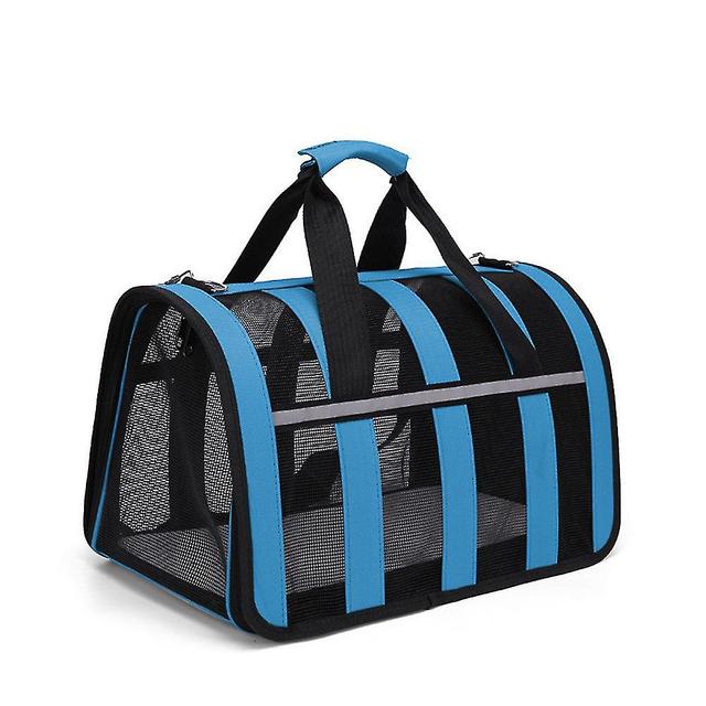 Scacv Borsa da trasporto per animali domestici per trasportino traspirante portatile da viaggio con striscia riflettente Azzurro cielo Size S on Productcaster.