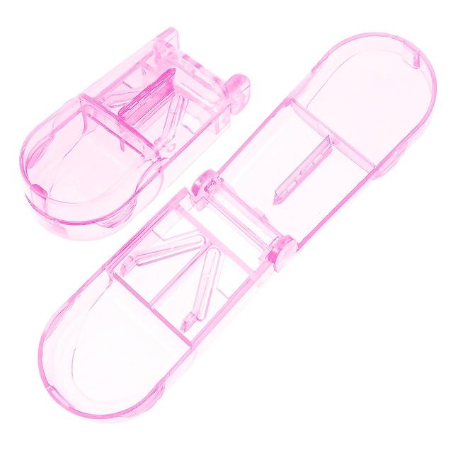 Toyvian 2pcs Multi-function Pills Splitter Plastic Pills Storage Box Portable Pills Cutter Pink 8.5x4cm on Productcaster.