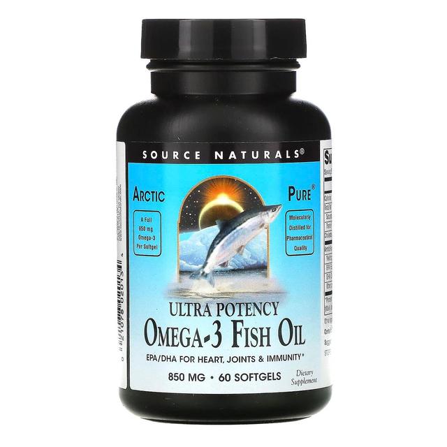 Source Naturals, Arctic Pure, Omega-3 Fish Oil, Ultra Potency, 850 mg, 60 Kapsułki żelowe on Productcaster.