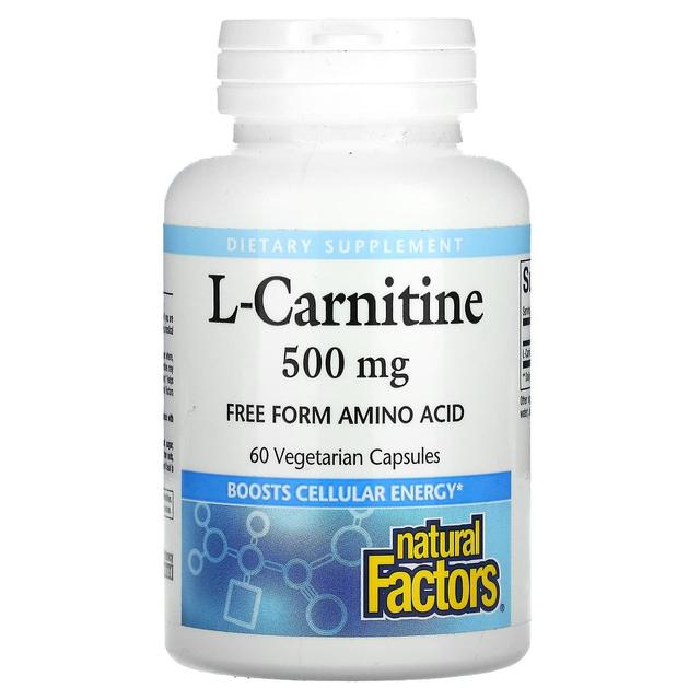 Natural Factors Fatores Naturais, L-Carnitina, 500 mg, 60 Cápsulas Vegetarianas on Productcaster.