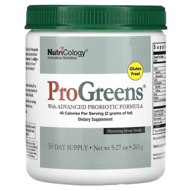 NutriCology Nutricologia, ProGreens com Fórmula Probiótica Avançada, 9,27 oz (265 g) on Productcaster.