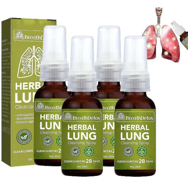 4stk Breathdetox Herbal Lung Cleansing Spray, Herbal Lung Cleanse Mist - Kraftig lungestøtte on Productcaster.