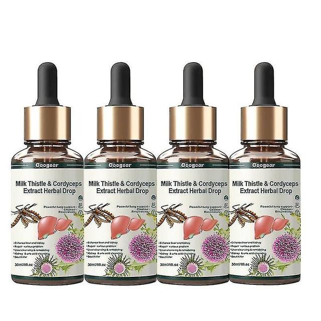 Milk Thistle Cordyceps Drops Intense Liver Support, Detox & Repair 30ml 4pcs on Productcaster.