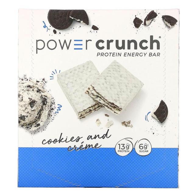 BNRG, Power Crunch Protein Energy Bar, Cookies and Crème, 12 Bars, 1.4 oz (40 g) Each on Productcaster.