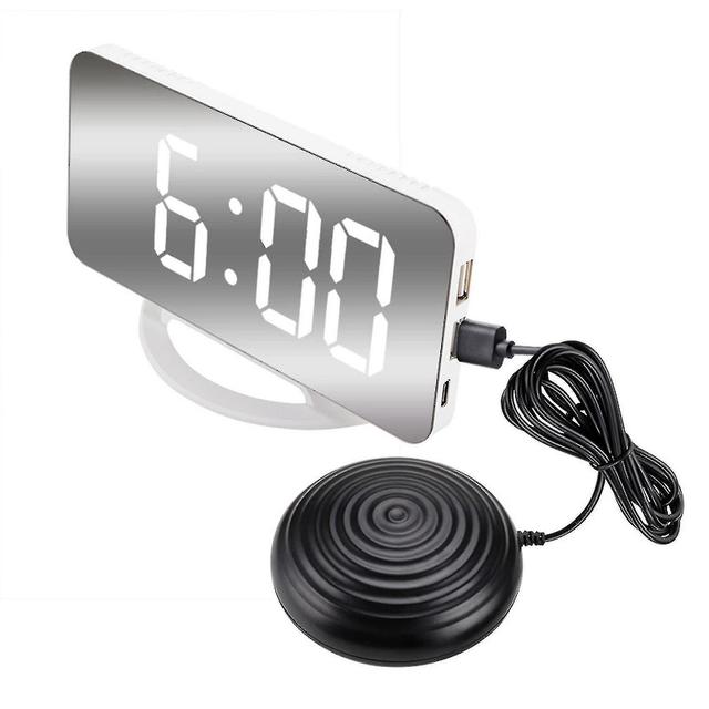 2024 Loud Vibrating Alarm Clock For Heavy Sleepers Adults Deaf, Digital Mirrored Clock With Bed Shak on Productcaster.