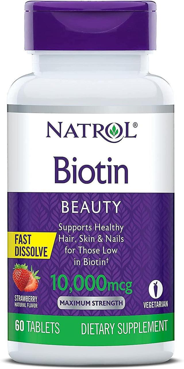 Natrol Biotin 10,000mcg 60 Strawberry Tablets on Productcaster.