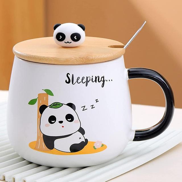 Cute Panda Mug Gifts Kawaii Cup Panda Coffee Mugs With Lid And Spoon on Productcaster.