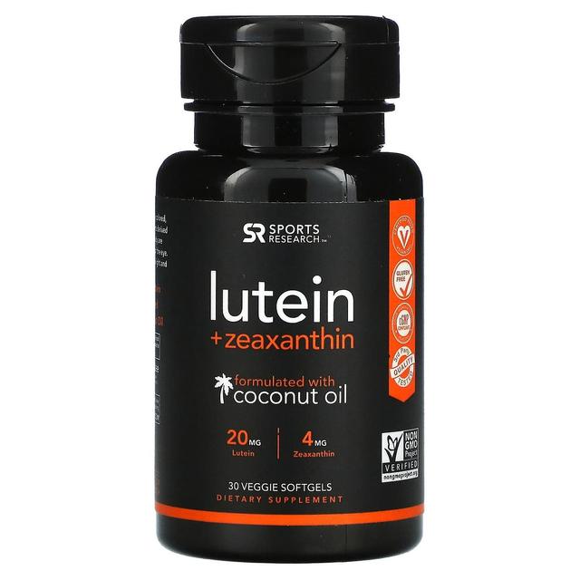 Sports Research, Lutein + Zeaxanthin with Coconut Oil, 30 Veggie Softgels on Productcaster.