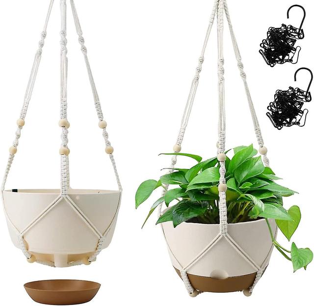 Koalaime Hanging Planter Self Watering 10 Inch, 2 Pack Indoor Outdoor Hanging Baskets, Hanging Flower Pots With Drainage Hole 2 Kinds Of Plant on Productcaster.