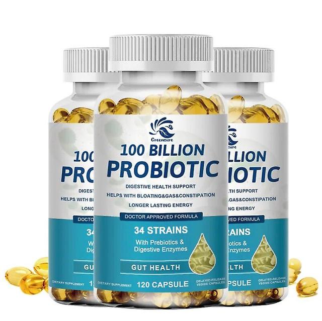 Visgaler Probiotic Enzyme Capsules - Stomach Friendly for Men and Women | Non-GMO and Gluten Free Digestive Health Supplement 3 Bottle 120 pills on Productcaster.