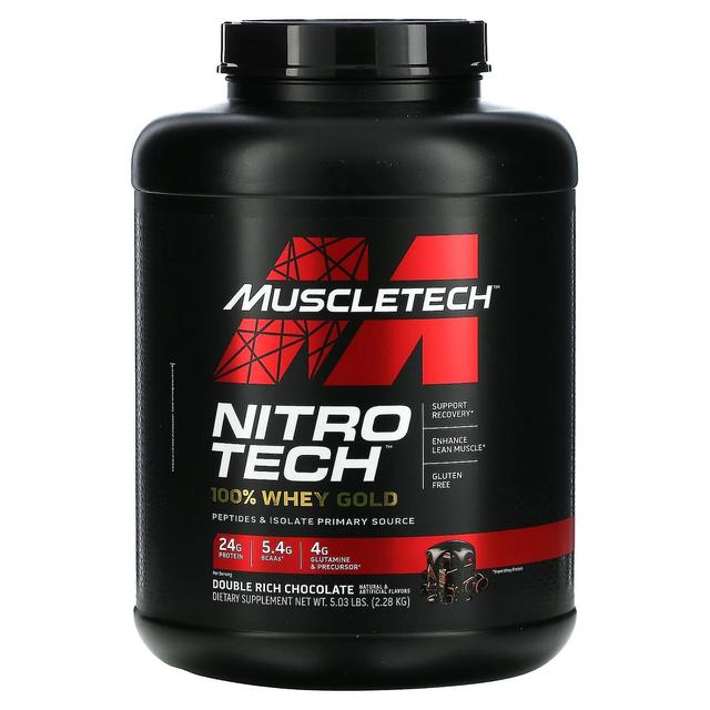 MuscleTech, Nitro Tech 100% Whey Gold, Double Rich Chocolate, 5,03 libbre (2,28 kg) on Productcaster.