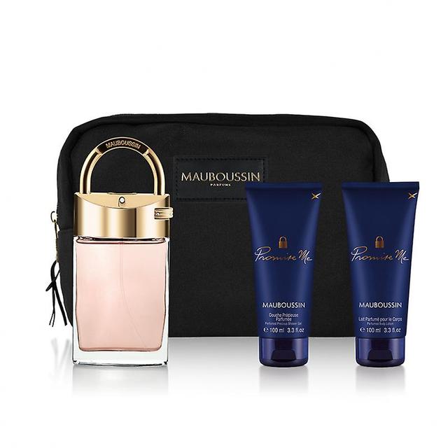 Mauboussin - Set Promise Me Prestige 2022: Eau de Parfum 90ml, Precious Shower 100ml, Latte Profumato 100ml e Toiletry Bag Rosa & Oro on Productcaster.