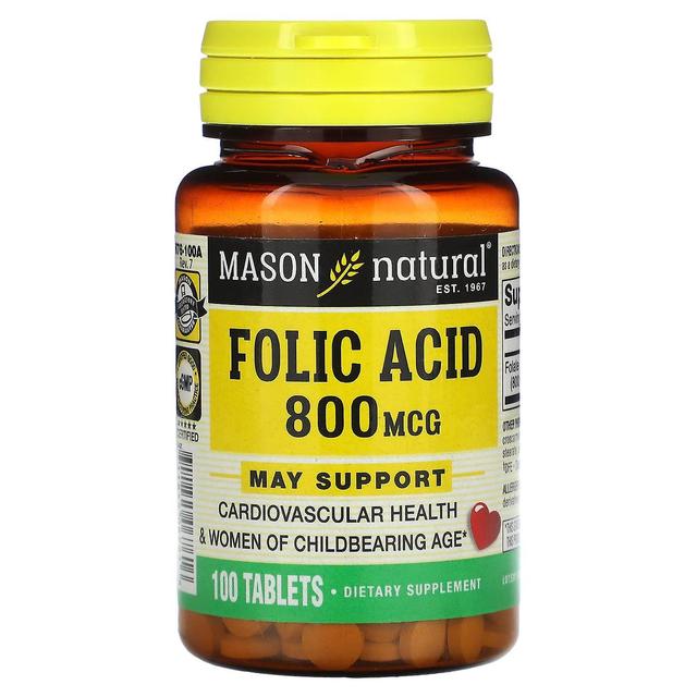 Mason Natural, Folic Acid, 800 mcg, 100 Tablets on Productcaster.