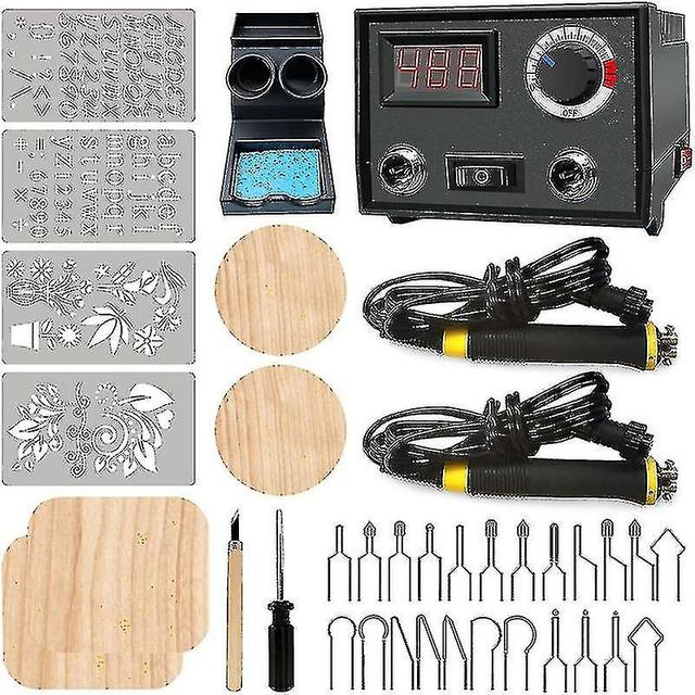 Pyrography Wood Burning Kit Wood Burner Tool Dual Pen 60w Upgraded Adjustable Pyrography Machine on Productcaster.