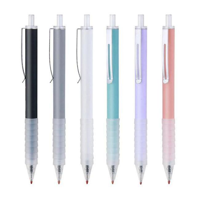 Scacv 1pc/6pcs Press Gel Pen With Metal Pen Clip Simple Design Stationery Pen For School Office on Productcaster.