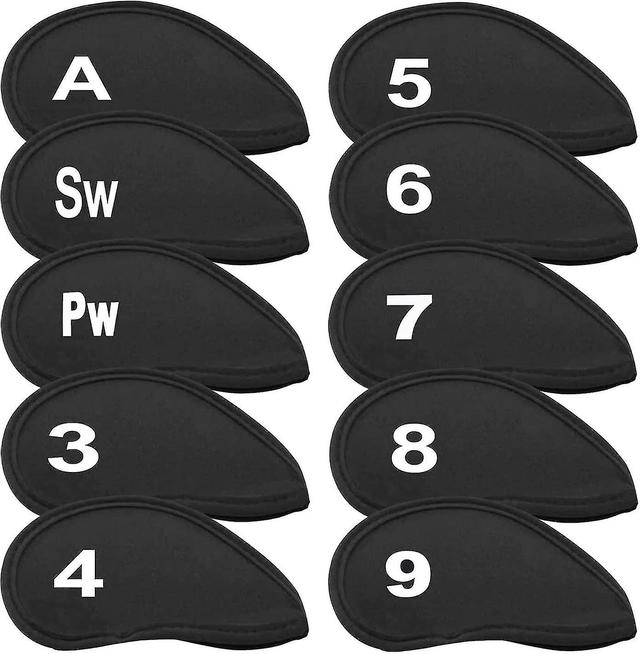 Protecteur De Ttes De Club De Golf Couvre-ttes De Fer De Club De Golf Couvre-ttes De Fer De Golf Avec Chiffres Lettres Lot De 10 Noir on Productcaster.