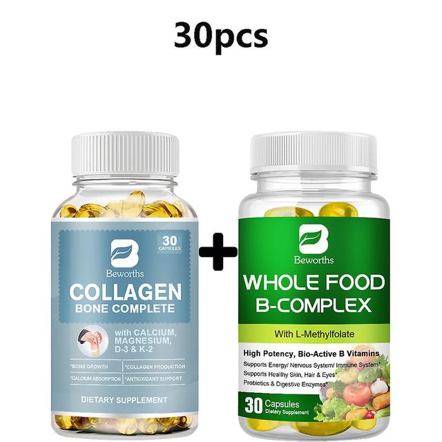 Visgaler Hot 2bottles Collagen Bone Complete Kapseln plus Vitamin B Complex Kapsel B1 B2 B3 B5 B6 B7 B12 Tägliches Nahrungsergänzungsmittel 30 pcs on Productcaster.