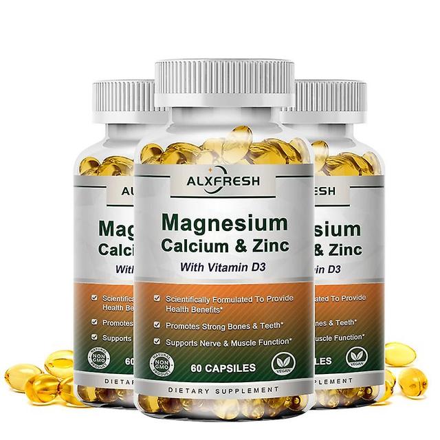 Eccpp 120st Kalcium Magnesium Zink Vitamin D3 För Främjar Ben & Muskler & Nervsystem Hälsa Celltillväxt Öka Immunitet Diet 3X flaskor 60PCS on Productcaster.