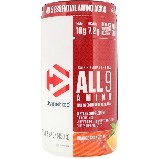 Dymatize Nutrition Dymatiser ernæring, ALL9AMINO, Orange Tranebær, 15,87 oz (450 g) on Productcaster.