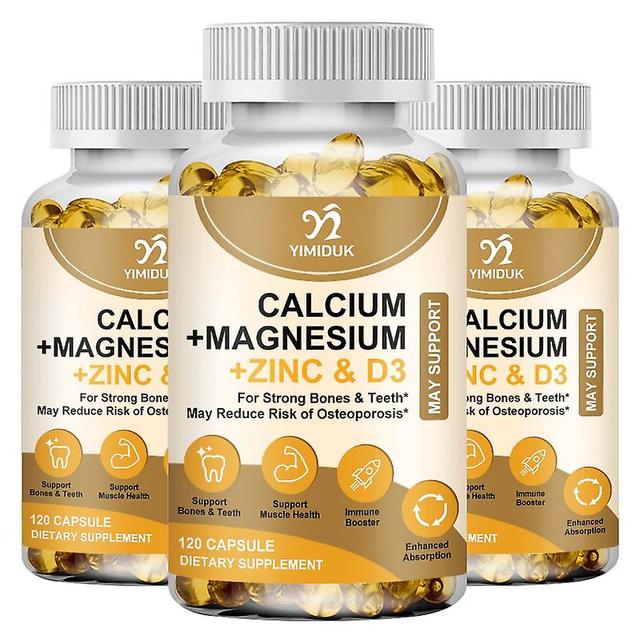 Eccpp Calcium Magnesium Zinc Capsules With Vitamind3 For Strong Bones & Teeth|heart, Nerve & Immune Function Support 3 Bottles 120PCS on Productcaster.