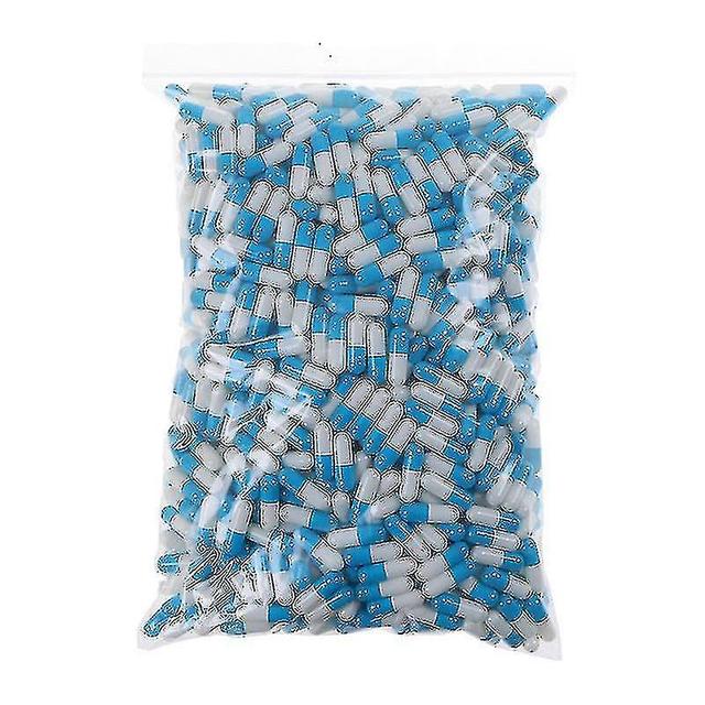 Zeor 1000pcs Empty Hard Vacant Gelatin Capsule Size 0# Gel Medicine Pill Vitamin Blue White on Productcaster.