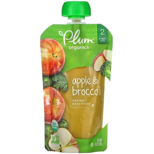 Plum Organics Plommon Ekologisk, Ekologisk Barnmat, 6 Mos & Up, Äpple & Broccoli, 4 oz (113 g) on Productcaster.