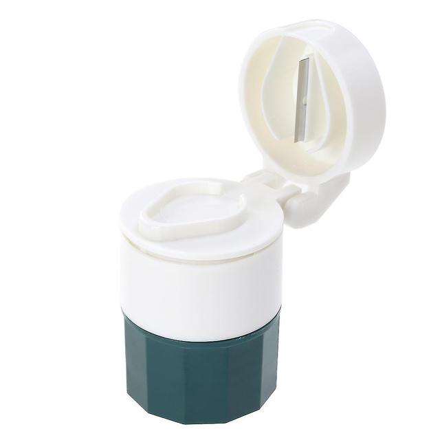 1pc Portable Pill Pulverizer Multifunction Grind Medicine Cut Crushing Tablets Divider Storage Box Crusher (green + White) on Productcaster.