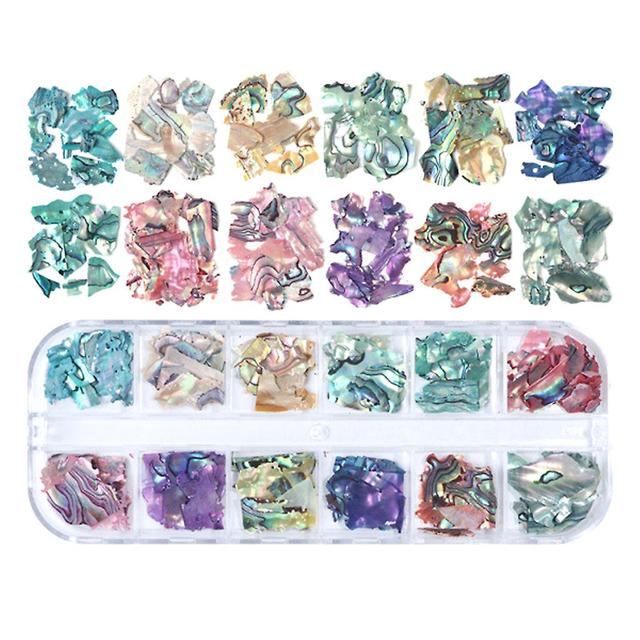 12 Grid/box 3d Irregular Nails Mix Abalone Seashell Slices Nail Sequins Flakes 3 on Productcaster.