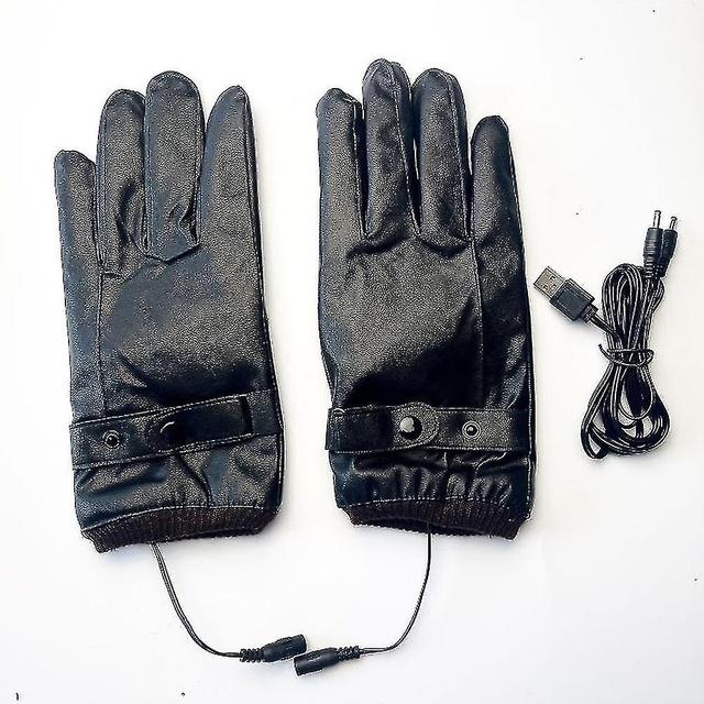 Cuir gants chauffants usb pour hommes et femmesa, hiber mitaines chauffantes cran taktile chauffe-mains gants pour intrieur extrieur cadeau de nol d' on Productcaster.