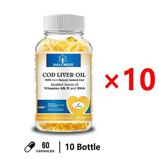 Vorallme Pure Cod Liver Oil With Vitamins A, D, And Dha Supports Clear Vision, Healthy Bones, And Intellectual Development 1-10bottle 60pcs-10 bottle on Productcaster.