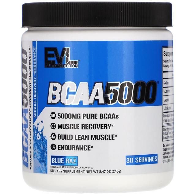 EVLution Nutrition, BCAA5000, Blue Raz, 8.47 oz (240 g) on Productcaster.