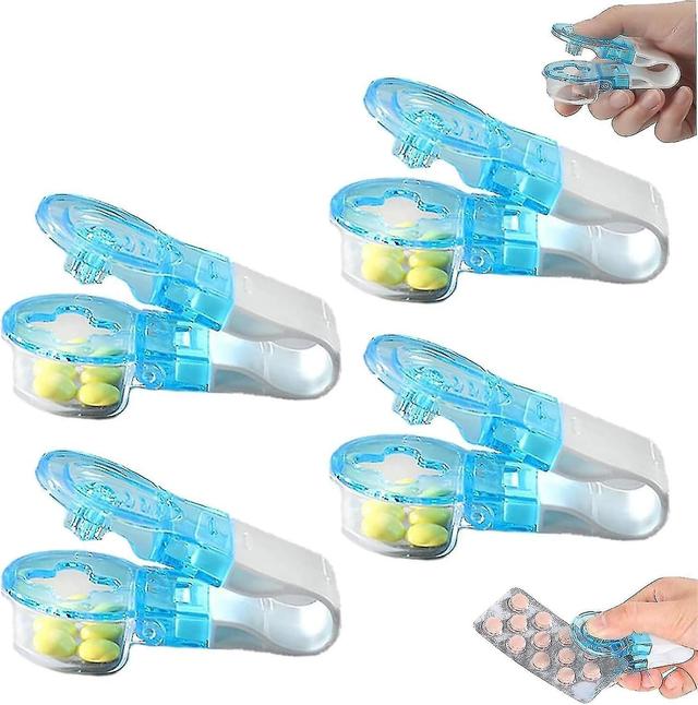 Bærbar pille Taker, pille popper til blisterpakninger, 1/2/4/5 Pack pille maker splitter med opbevaringsboks, piller Pack Opener Assistance Tool, p... on Productcaster.