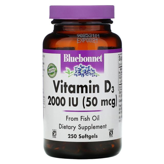 Bluebonnet Nutrition, Vitamin D3, 2,000 IU, 250 Softgels on Productcaster.