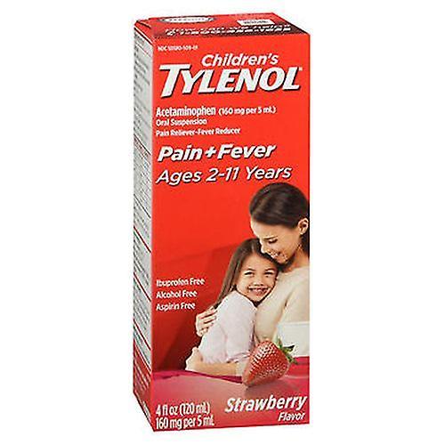 Tylenol Children's Pain + Fever Suspension zum Einnehmen Erdbeergeschmack, 4 oz (Packung mit 1 Stück) on Productcaster.