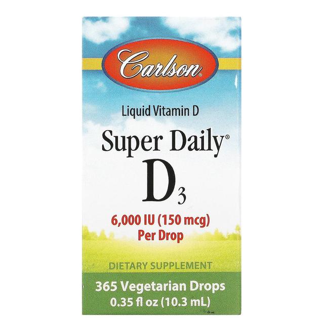 Carlson, Super Daily D3, 150 mcg (6,000 IU), 0.35 fl oz (10.3 ml) on Productcaster.