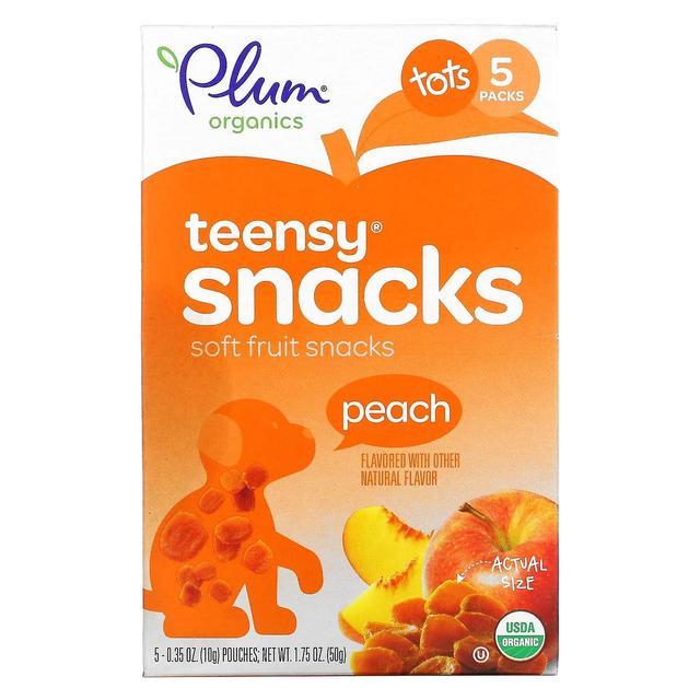 Plum Organics, Teensy Soft Fruits Snacks, Tots, Peach, 5 opakowań, 0.35 oz (10 g) każdy on Productcaster.