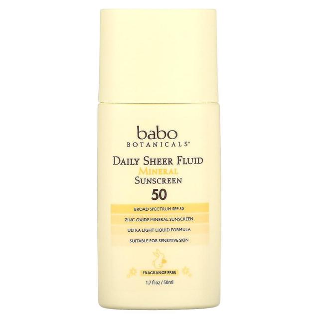 Babo Botanicals, Daily Sheer Fluid Mineral Sunscreen 50, Fragrance Free , 1.7 fl oz (50 ml) on Productcaster.