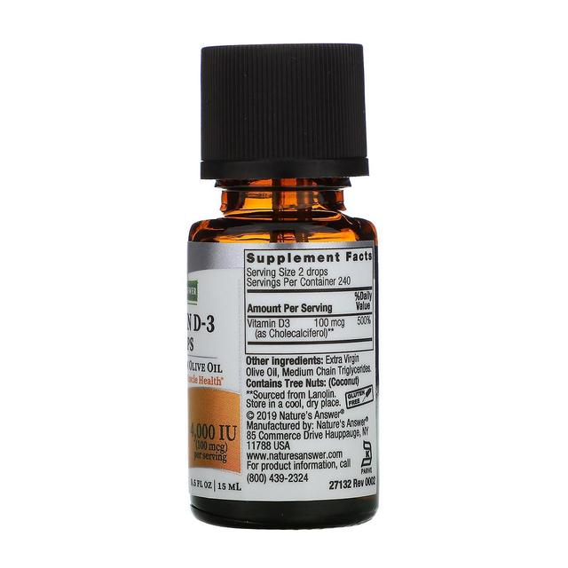 Nature's Answer Nature's Antwort, Vitamin D-3 Tropfen, 4.000 I.E., 0,5 fl oz (15 ml) on Productcaster.