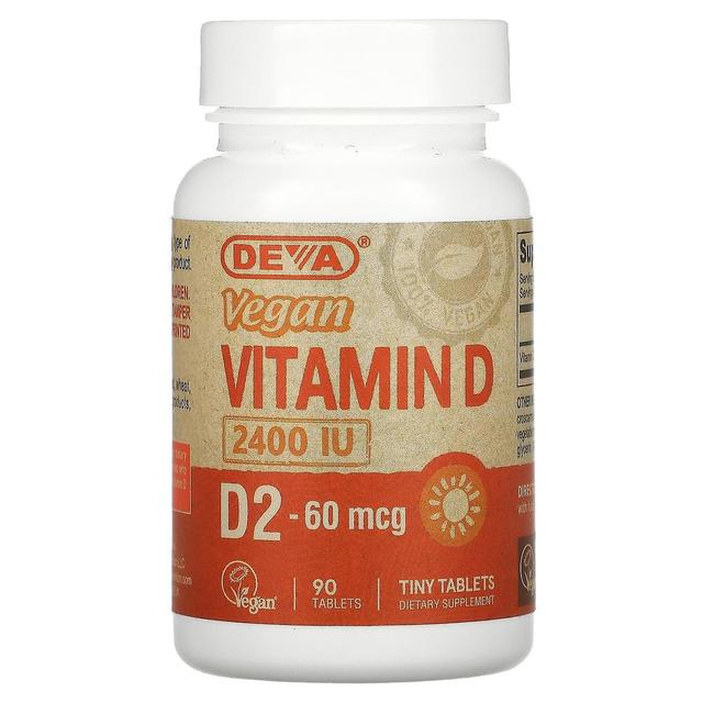 Deva, vegaaninen D-vitamiini, D2, 60 mcg (2 400 IU), 90 tablettia on Productcaster.