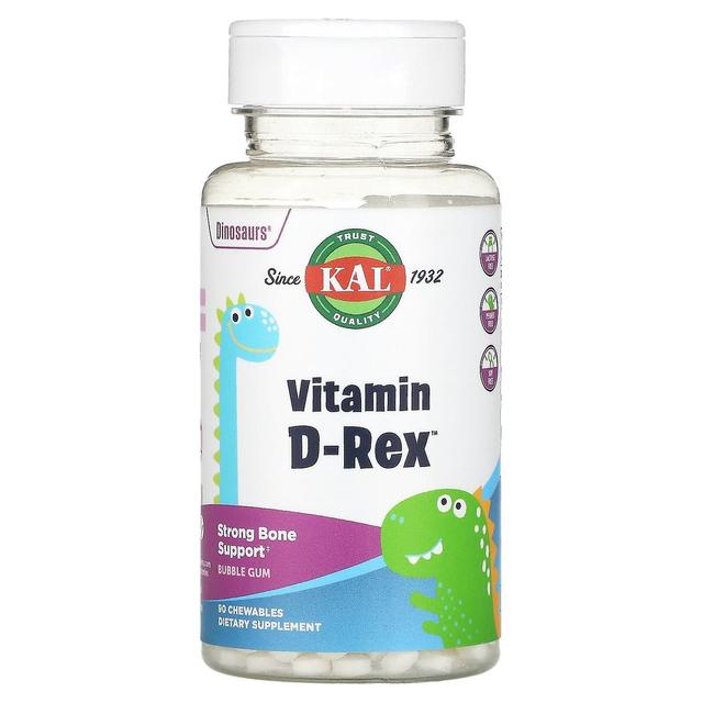 KAL, Dinosaurs, Vitamin D-Rex, Bubble Gum, 90 Chewables on Productcaster.