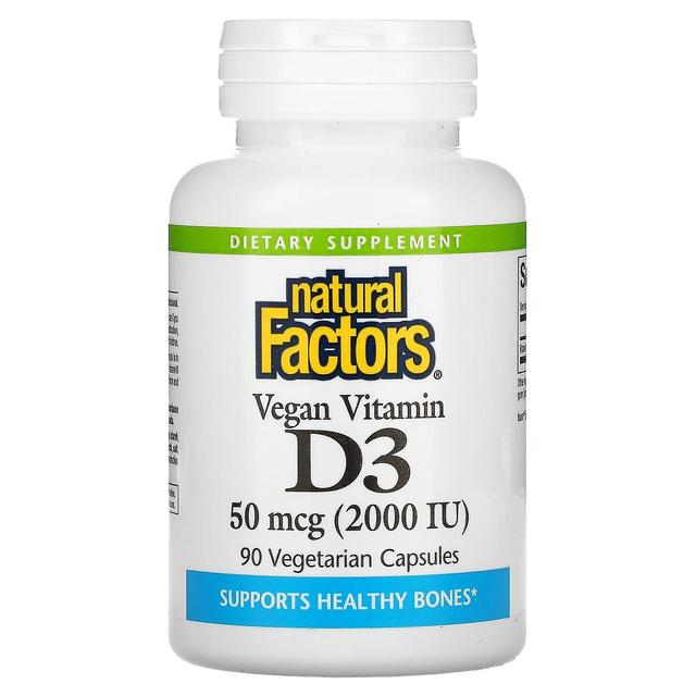 Natural Factors, Vegan Vitamin D3, 50 mcg (2,000 IU), 90 Vegetarian Capsules on Productcaster.