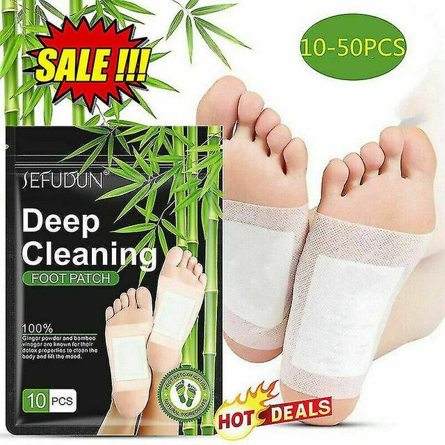 10pcs Detox Foot Pads Deep Cleansing Foot Patch W/bamboo Vinegar Ginger Powder on Productcaster.